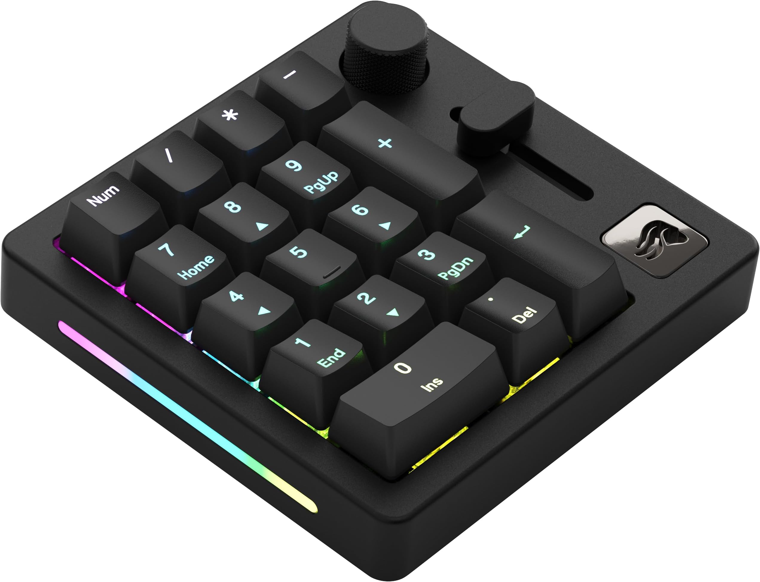 Gaming GMMK Macro Numpad - Wired or Bluetooth-Wireless, Premium Aluminium, Customisable, Programmable Slider & Rotary Knob, RGB, Linear Switches, 18x ABS Doubleshot Keycaps - Black Slate