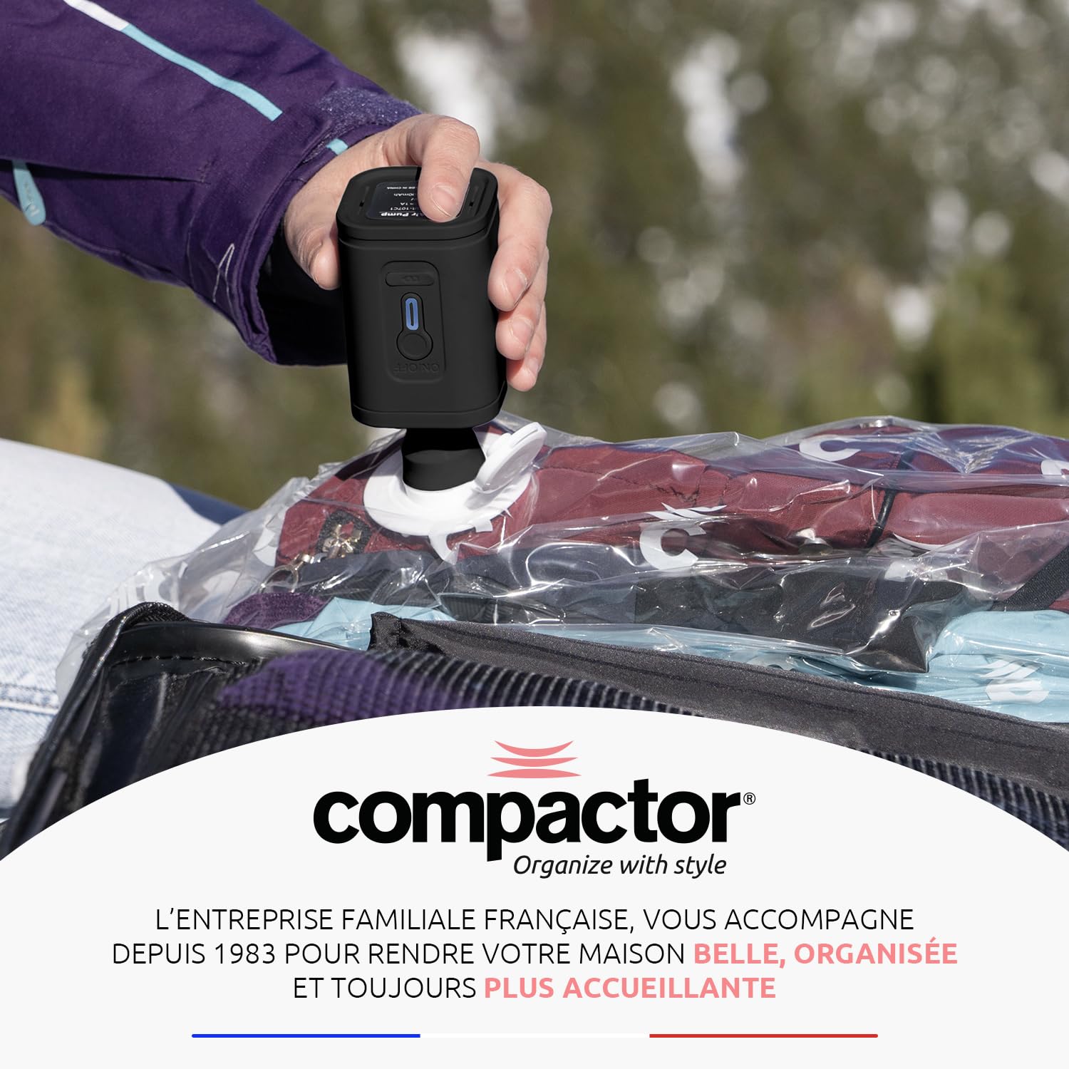 Compactor - Pompe électrique portable sans fil pour sacs de rangement sous vide - Recharge USB - Puissante - Design compact de voyage - Compatible sacs Compactor