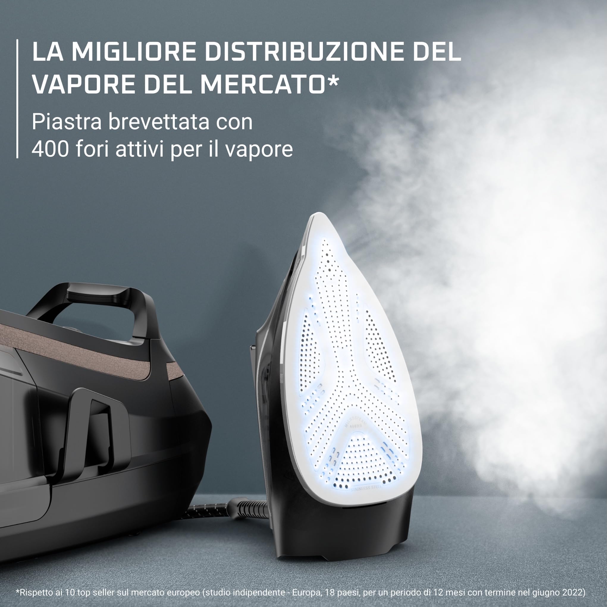 Rowenta Eco Steam Pro Ferro da Stiro a Vapore con Caldaia, Pressione Fino a 8 Bar, 2800W, 1.3 Litri, Colpo Vapore 580 g/min, Ferro da Stiro Modalità Eco, Sistema Anti-Calcare, DG9640