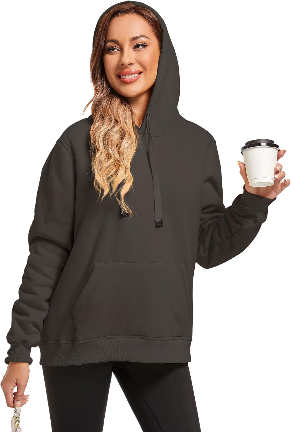 Gesean Women's Sherpa Lined Cotton Pullover Sweatshirts Fleece Hoodies Kangaroo Hooded Pocket for Women - Image 5