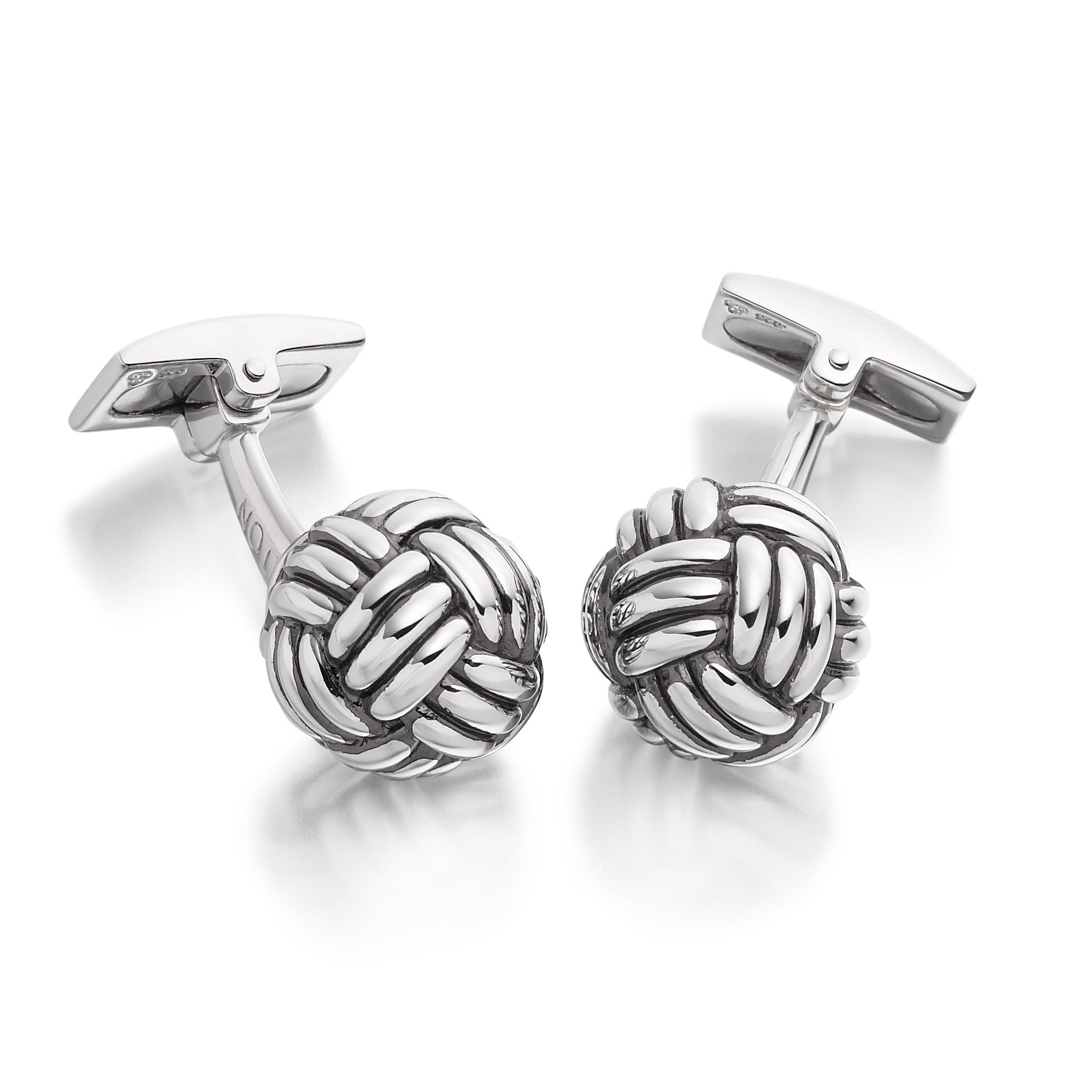 HOXTON LONDONMen's Sterling Silver Oval Weave Cufflinks