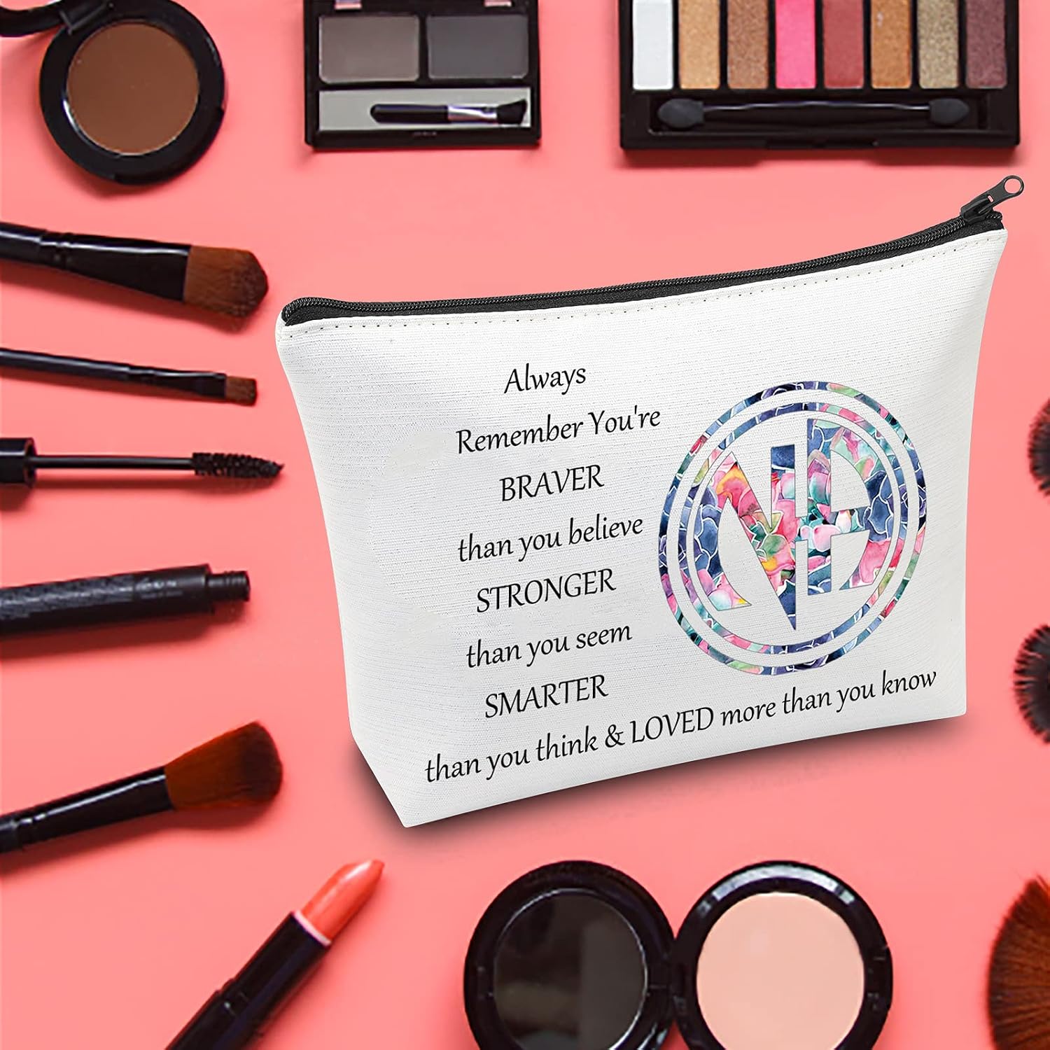 LEVLO Narcotics Anonymous Cosmetic Make up Bag NA Sobriety Gift NA Recovery You Are Braver Stronger Smarter Than You Think Makeup Zipper Pouch Bag for Women Girls NA Sobriety Bag - Image 5