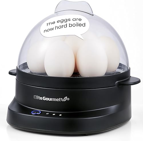 Miniatura 31 de Elite Gourmet EGC007CBL# Rapid Egg Cooker, 7 Easy-To-Peel, Hard, Medium, Soft Boiled Eggs, Poacher, Omelet Maker, Auto Shut-Off, Alarm, 16-Recipe