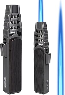 Butane Torch Lighter, Refillable Kitchen Cooking Torch Windproof Adjustable Flame Solar Beam Torch Blow Torch with Safety Lock for Baking Creme Brulee (Butane Gas Not Included) (Dark Gray)