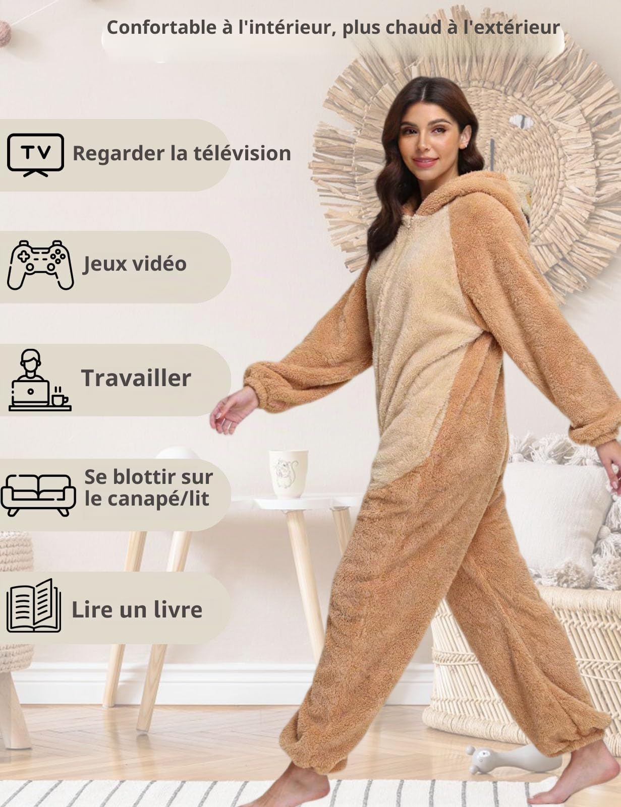Pyjama Femme Combinaison Vêtements Grenouillère Femme en Polaire Unisexe Animal Costume Homewear Party Onesie