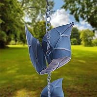 Vista 7 de Topadorn Cadenas de lluvia decorativas de 8.5 pies, cadena de canalón de hierro con 12 copas colectoras de lluvia, cadena de lluvia de hojas