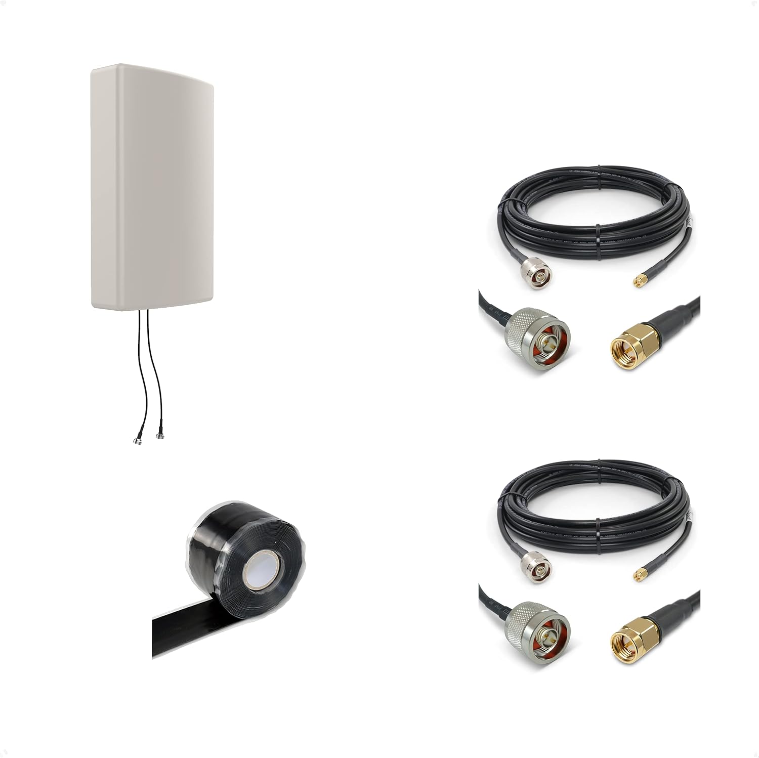 Proxicast Cross-Polarized Antenna + 2X 25 ft SMA/N Cables + Free Silicone Tape (ANT-129-001-BDL-25)