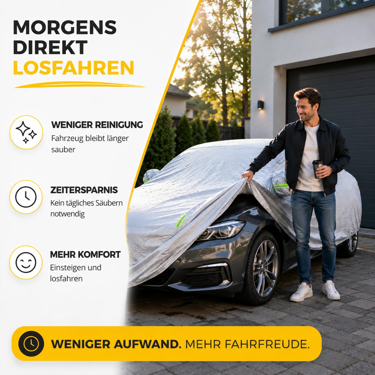 Universale Auto Abdeckung 470 x 180 x 150 cm Vollgarage - Abdeckplane Autoschutzhülle - Autoplane - Indoor & Outdoor - wasserdichte Auto Garage – Car Cover Silber