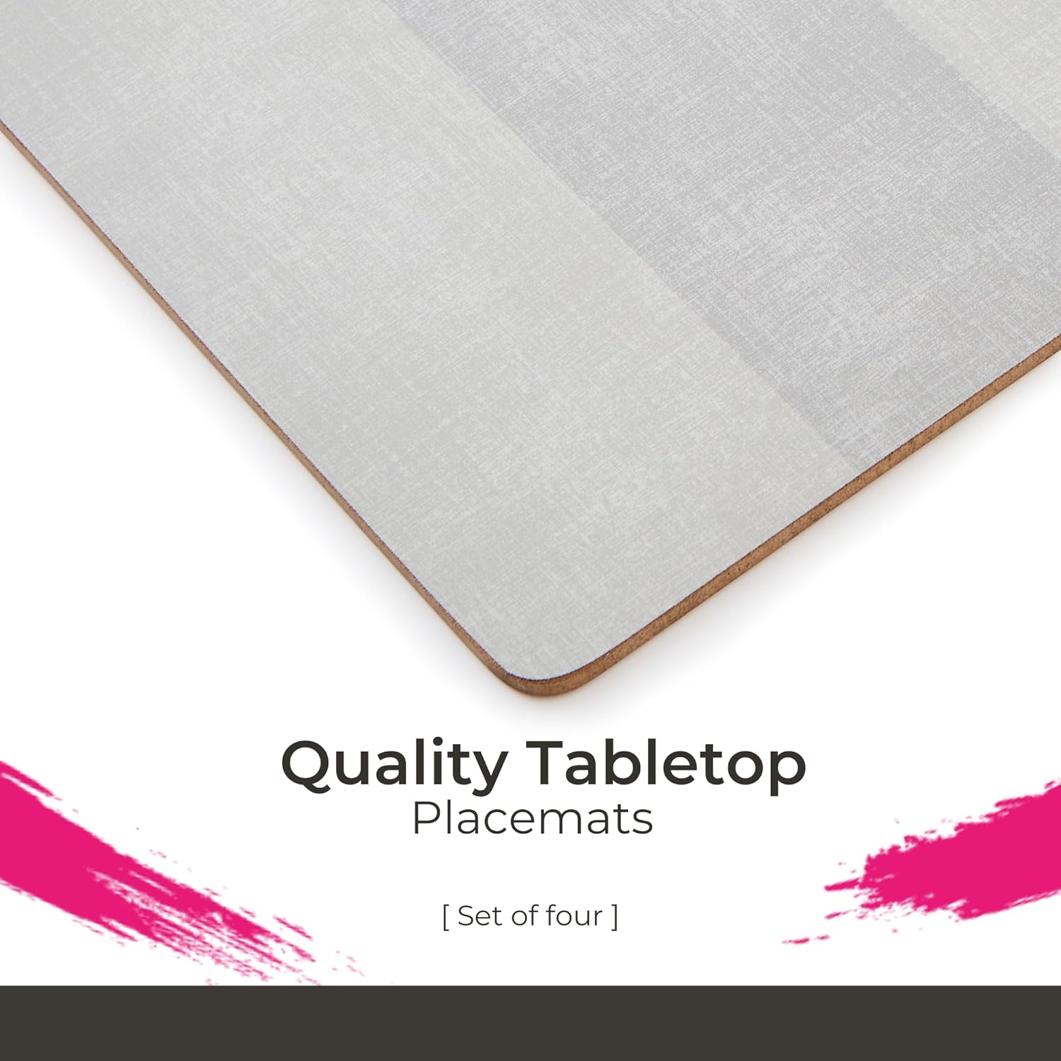 Pimpernel Go Neutral Placemats, Set of 4 – (15.7" x 11.7") Rectangular Table Mats with Sage Grey Minimalist Design, 5mm Cork Backing, Heat & Stain Resistant Lacquer Finish for Dining Décor