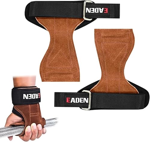 IEADEN Correas acolchadas para levantamiento de pesas, acolchado de cuero de gamuza de doble capa, soporte de muñeca resistente para dominadas, peso