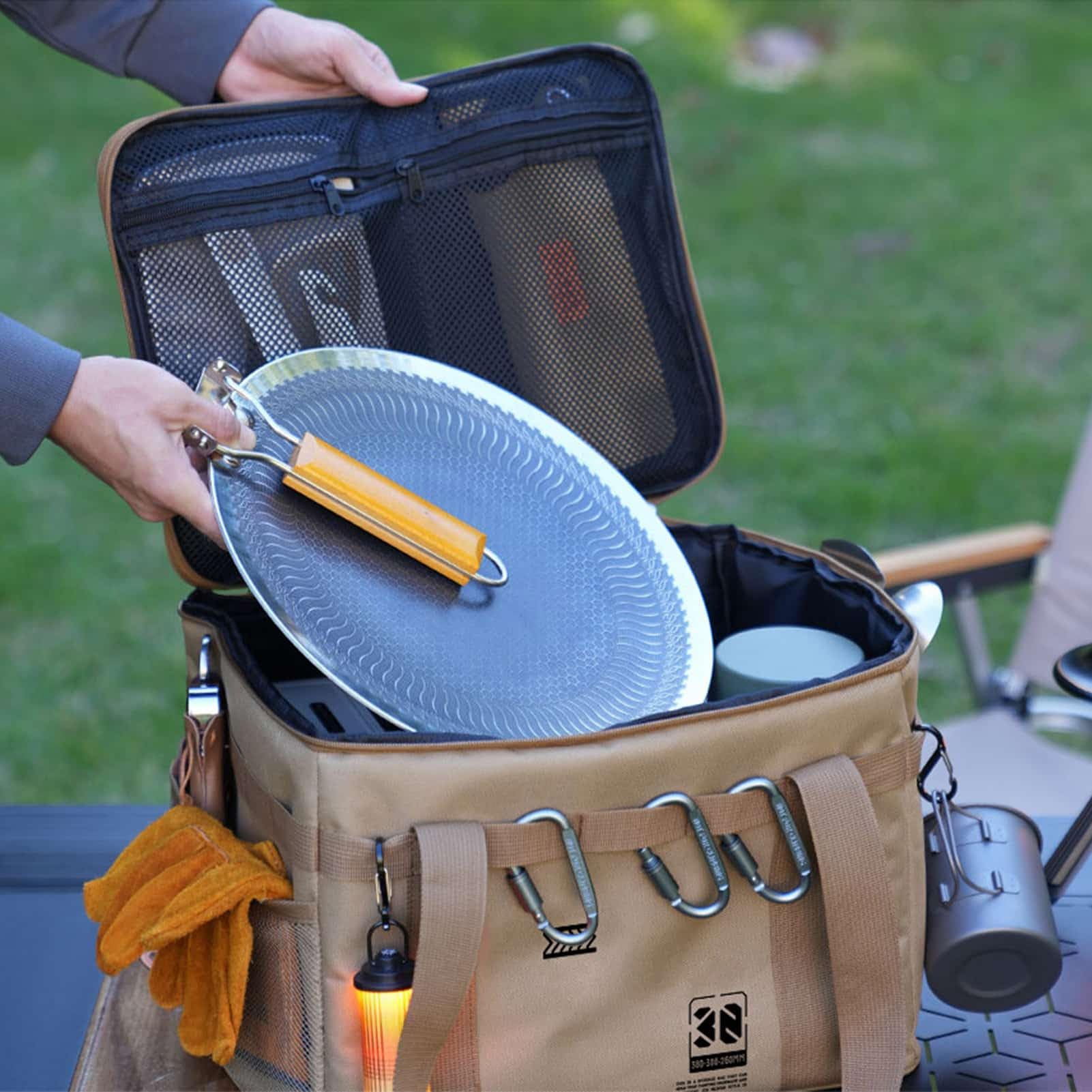 Bolsa Organizadora para Camping - Organizador De Camping con Bolsa para Utensilios De Cocina - Diseño Ergónomico con Asas Plegable Impermeable para Bebidas, Ollas, Cocina, Tazones Y Alimentos