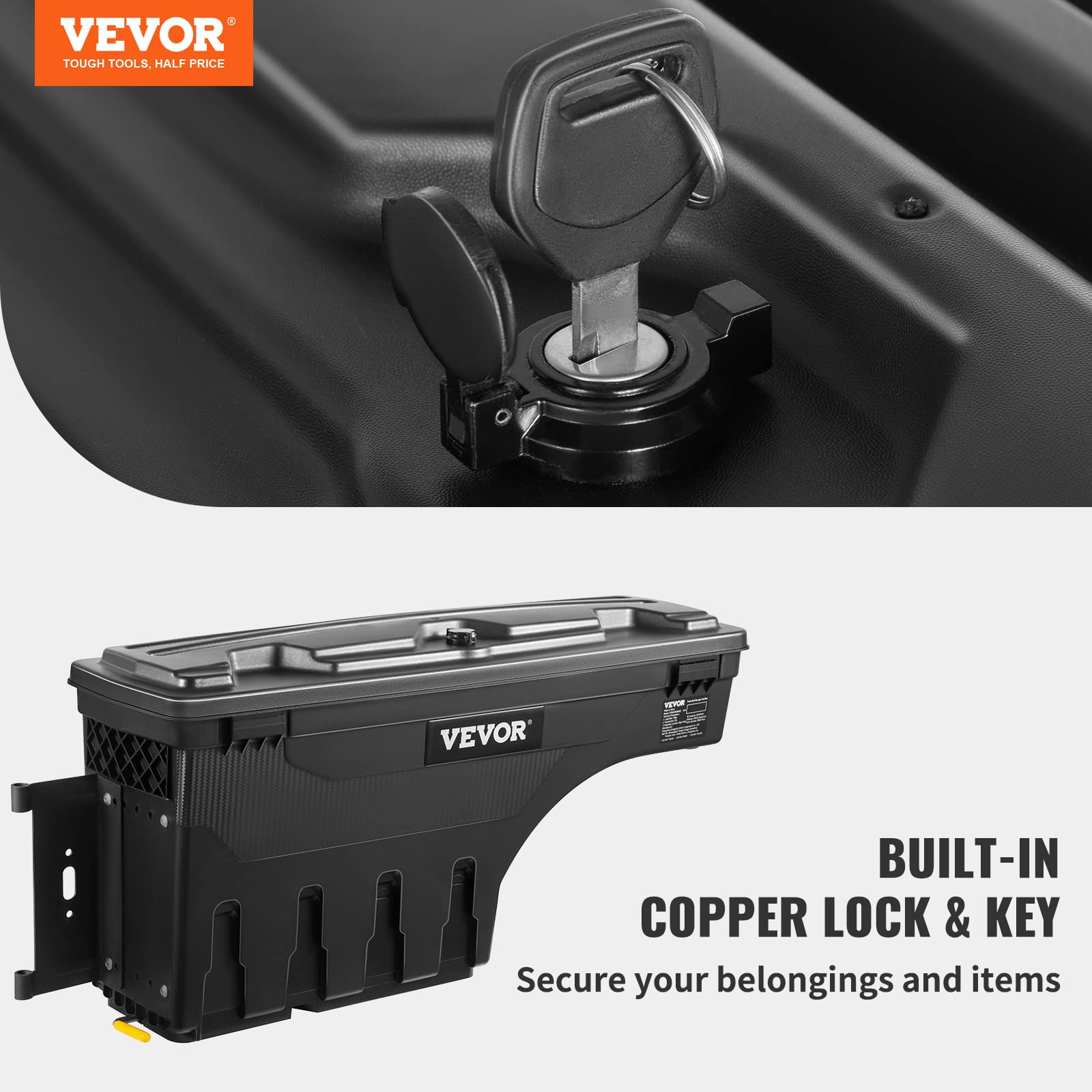 VEVOR Caja de Herramientas para Camión Capacidad 25 L Organizador de Maletero de Coche Material de ABS y Acero al Carbono Caja de Almacenamiento 925x280x425 mm con Pivote para Pasajero Chevy Silverado
