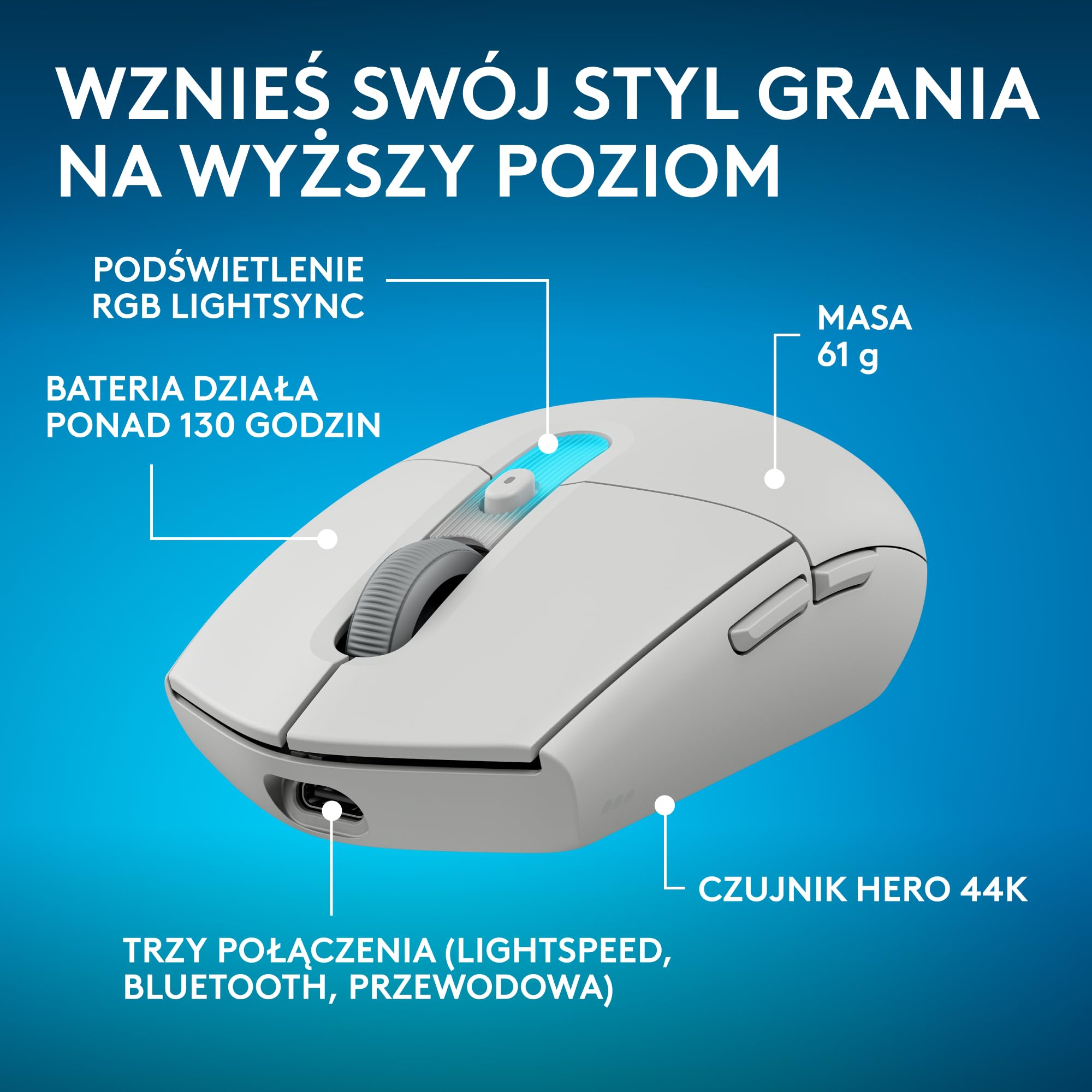Logitech G G316 X 98, klawiatura do gier,8 kHz,wymienne sprężynujące przełączniki,konstrukcja uszczelkowa, US INT'L QWERTY+G305 X SUPERLIGHT bezprzewodowa mysz gamingowa,lekka 61 g ładowalna, PC-Biały
