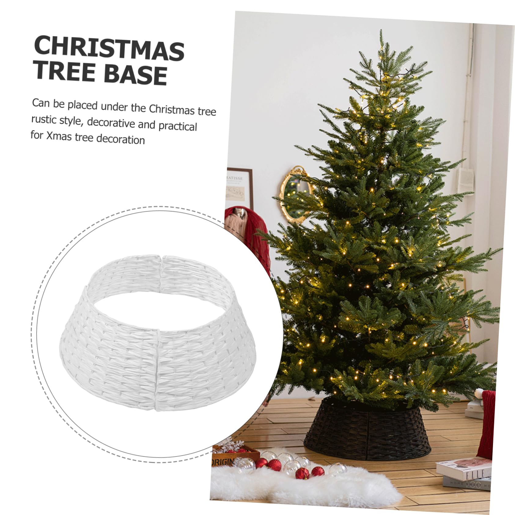 Collare Per Albero Di Natale Intrecciato a Mano in Materiale Sintetico Riutilizzabile, Gonna Rustica Per Base Dell'albero, Decorazioni Natalizie Per Casa, Bar e Hotel, Facile Da Installare