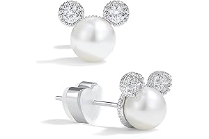 Pearl Earrings For Women: Hypoallergenic Sterling Silver Posts Small Mini Mouse Earrings