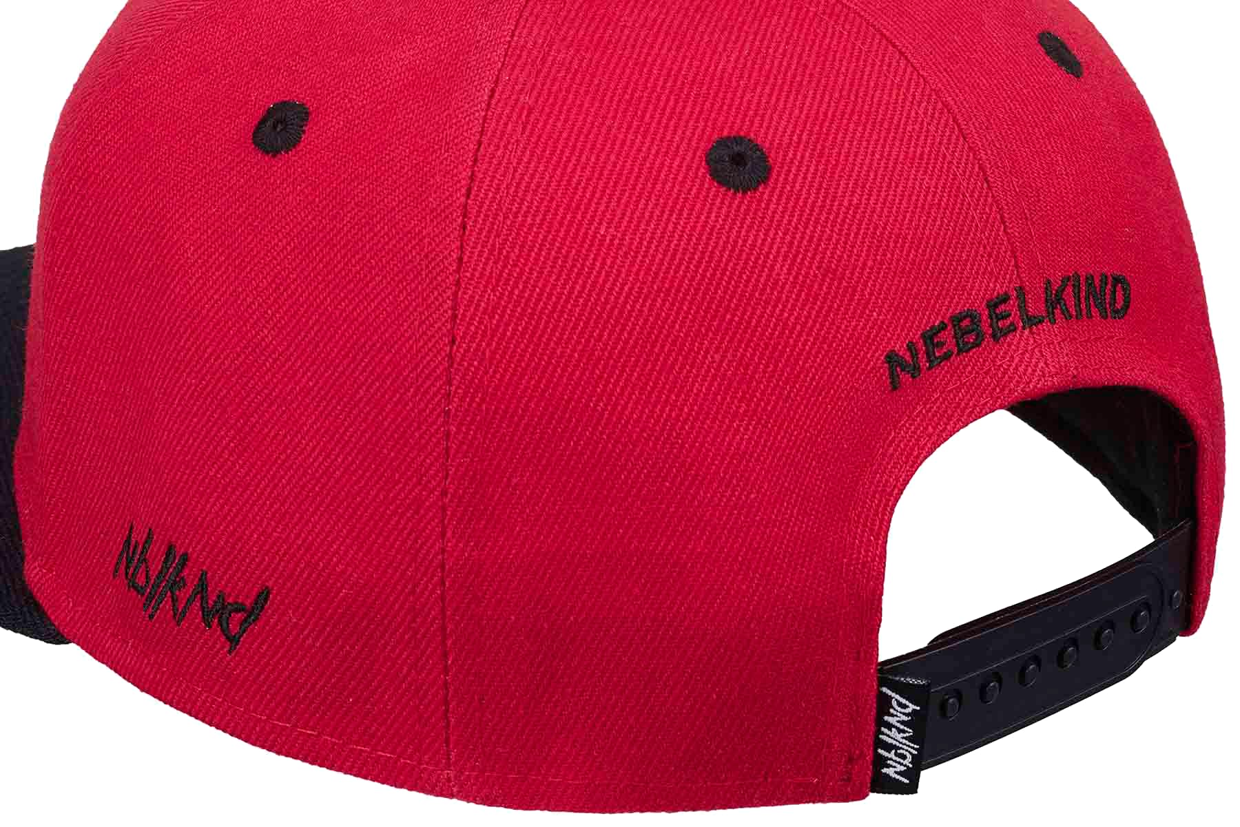 Nebelkind Snapback-Cap-Herren Damen, Flat Brim minimal Curve Kappe mit Stickerei, Lucifer, Einheitsgröße OneSize Größenverstellbar Unisex Basecap Streetwear Style Cap mit geradem Schirm