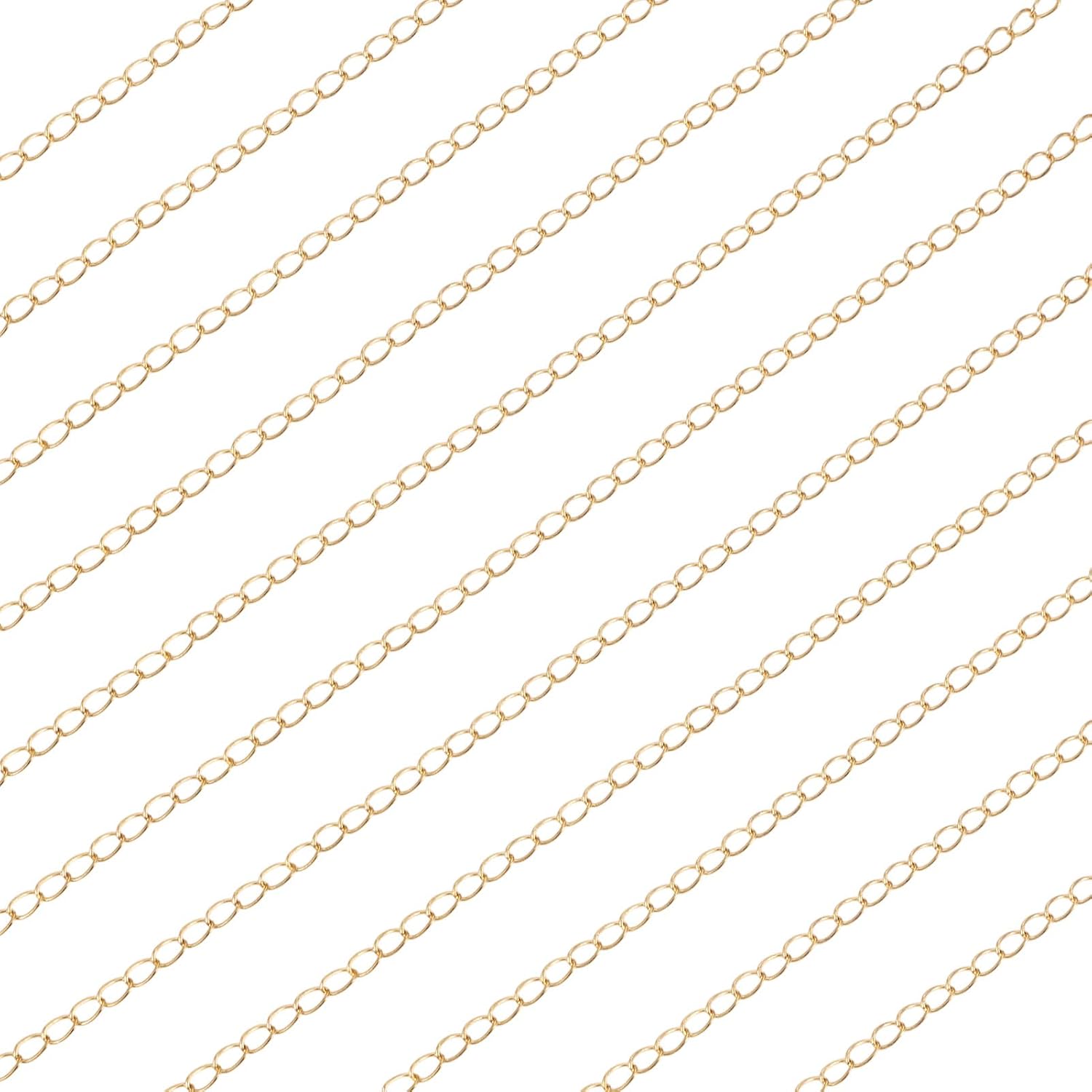 Craftdady 5M 14K Gold Filled Curb Chains Soldered Necklace Chains 4x3mm Brass Cable Link Chains Unisex Simple Designer Chains for Wen Women DIY Craft Bracelet Jewelry Making