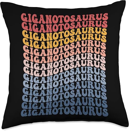 Giganotosaurus Dinosaur Gifts Giganotosaurus Groovy Retro Dinosaur Throw Pillow, 18x18, Multicolor