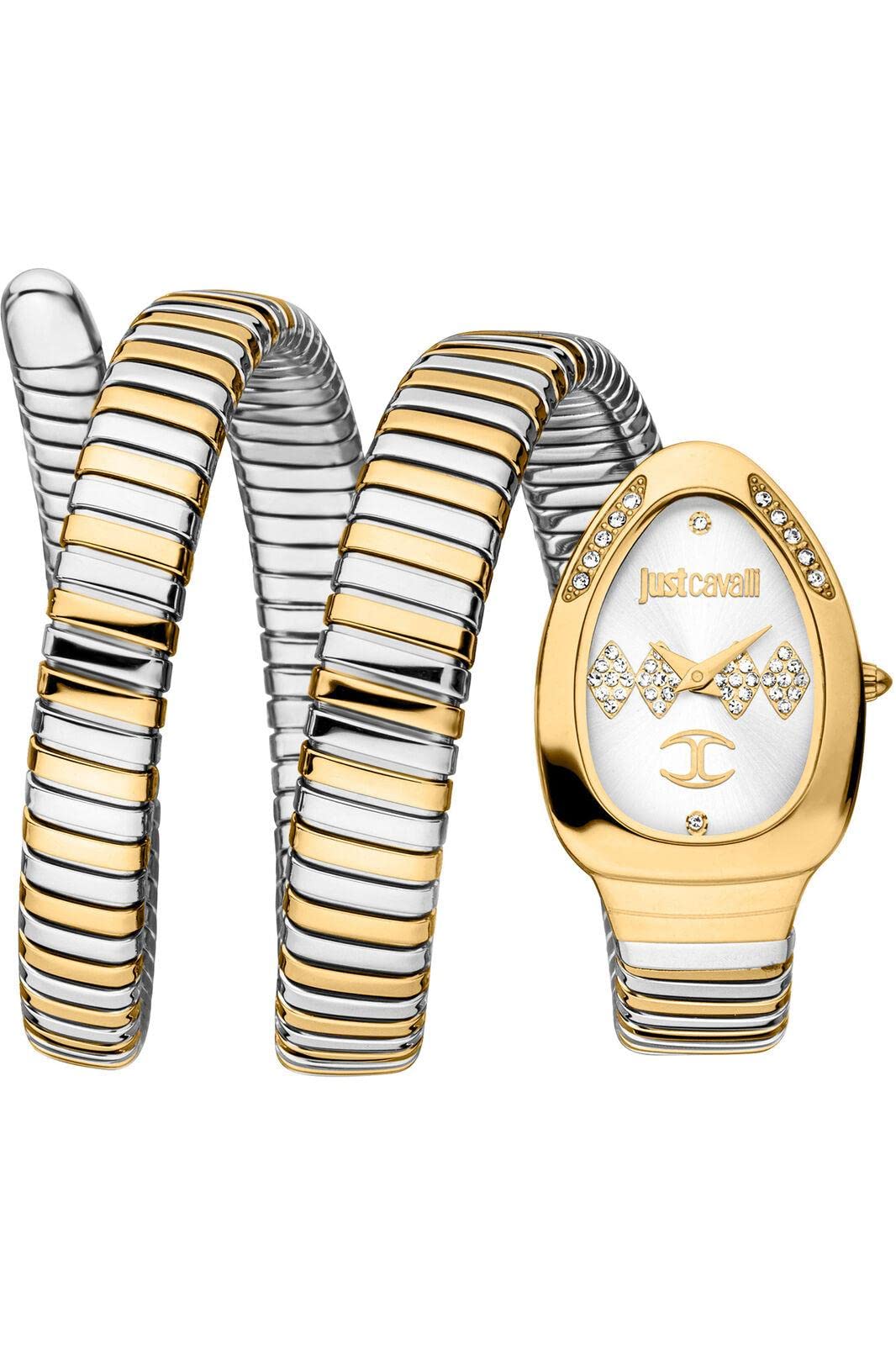 Just Cavalli Analogue Snake Watches Stainless Steel Oval Silver Dial with 2 Hands Bracelet Watch for Girls/Ladies - JC1L230M0065 (B0BTXJWMF4) Amazon Price History, Amazon Price Tracker