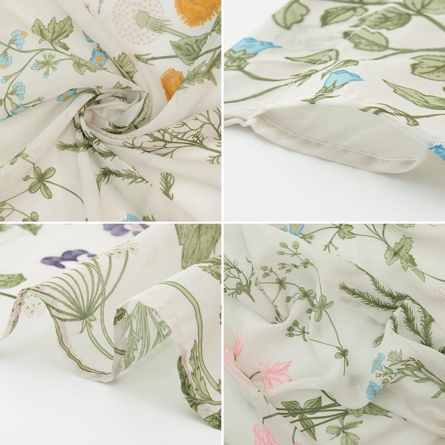 Horaldaily Spring Sheer Curtains for Living Room and Bedroom, Watercolor Wildflowers Floral Window Curtains, Holiday Window Drapes Decor, 52" W x 84" L, Set of 2 Curtain Panels