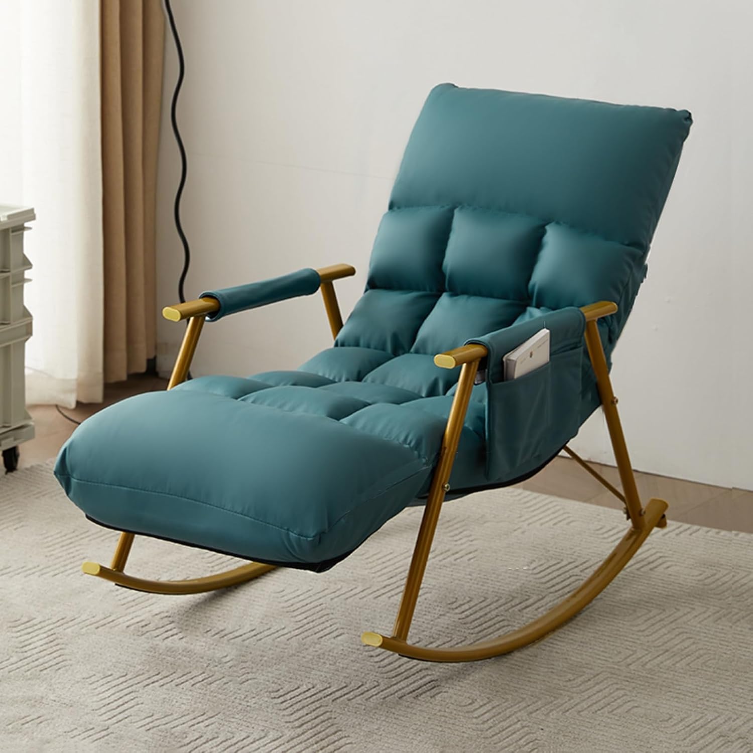 Modern Indoor Rocking Chair Padded Swing Glider Sofa Stylish Armchair for Living Room & Bedroom Comfortable Cushion Seating Perfect for Relaxation & Home Décor