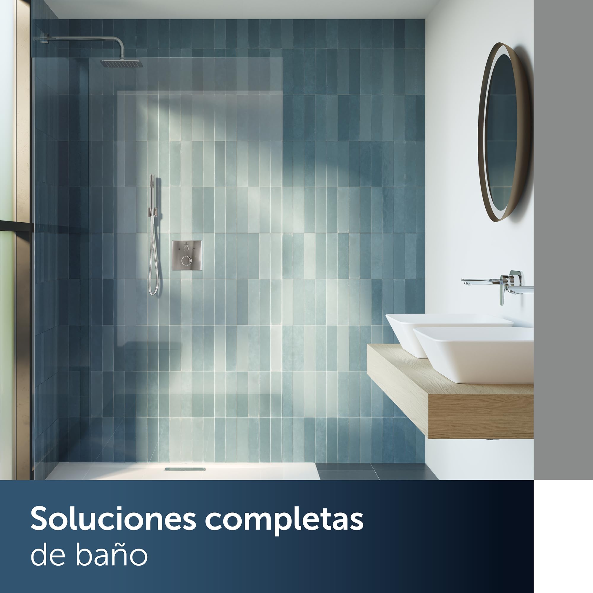 Ducha de mano Ideal Standard – Idealrain Atelier, ducha de mano de 1 función con diseño de barra, cabezal de ducha ahorrador de agua, rosca de conexión estándar G1/2, cromada