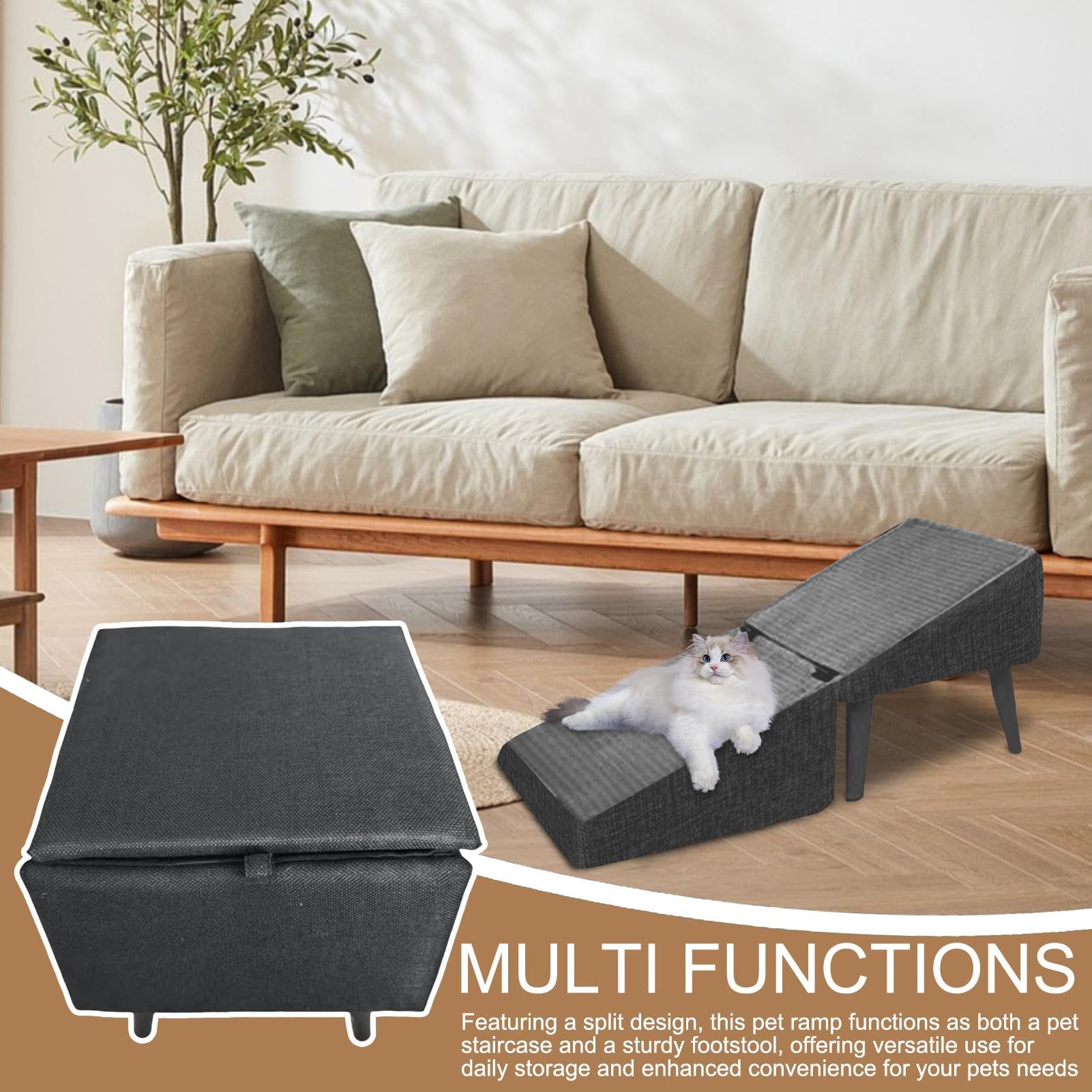 Leiter, Haustierbett-Rampe, Katzensofa-Stufen, leichtes, faltbares Design, spart Platz, 500 g, für den täglichen Gebrauch durch Hunde, Katzen und andere kleine Haustiere, Senioren oder erholende Tiere