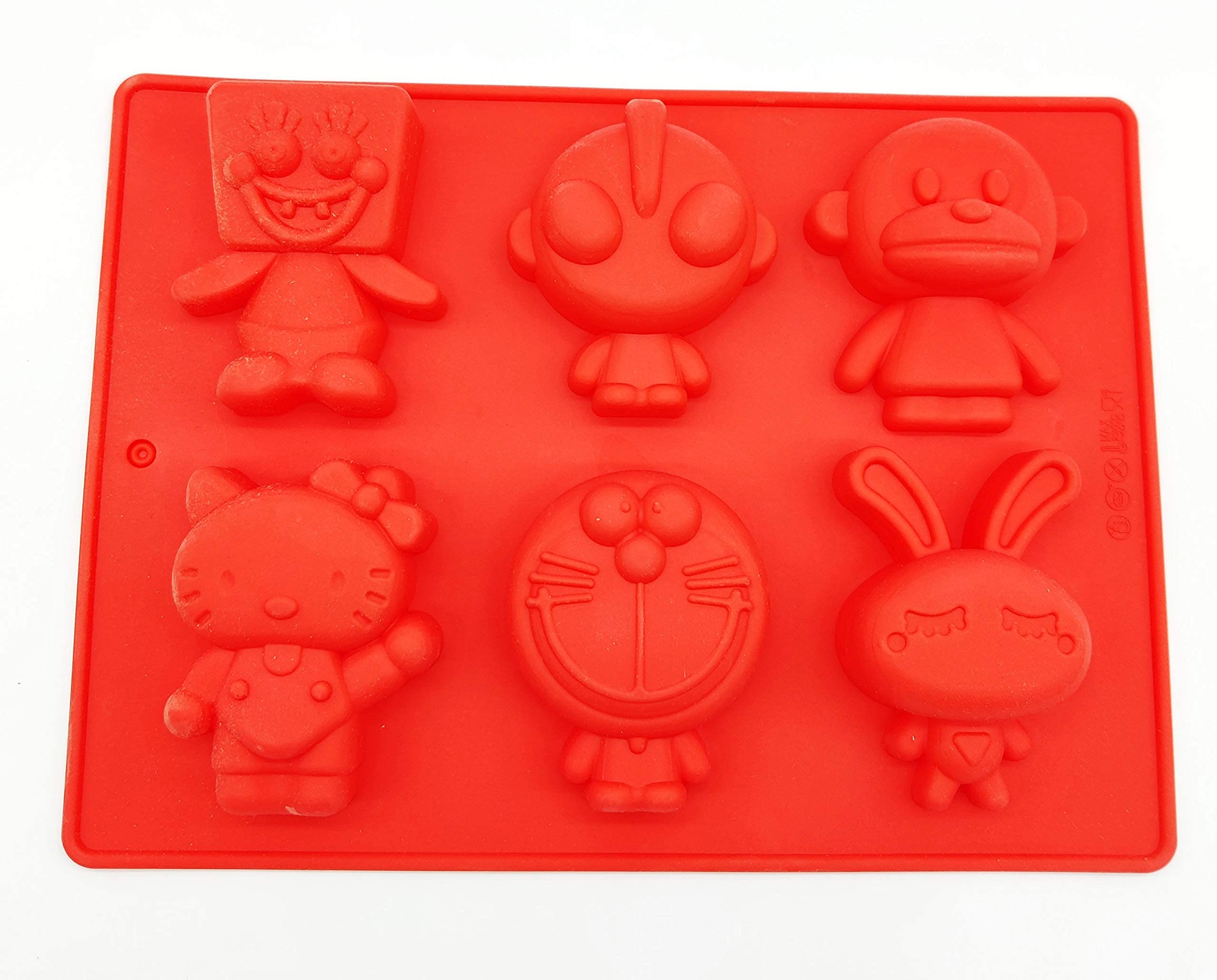 Folca® 1 Pc 6 Cavity Silicone Mould for Handmade Soap, Cake, Jelly, Pudding, Chocolate, Dessert etc (Mix Animal Mould)