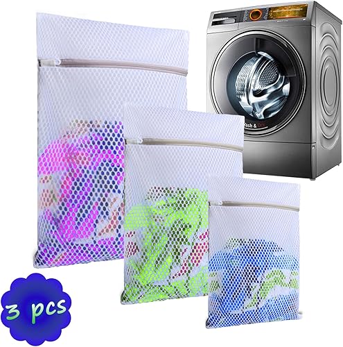 Miniatura 1 de Paquete de 3 bolsas de lavandería de malla de panal para lavadora, ideales para delicados, lencería, brasieres y zapatos, bolsa de lavado