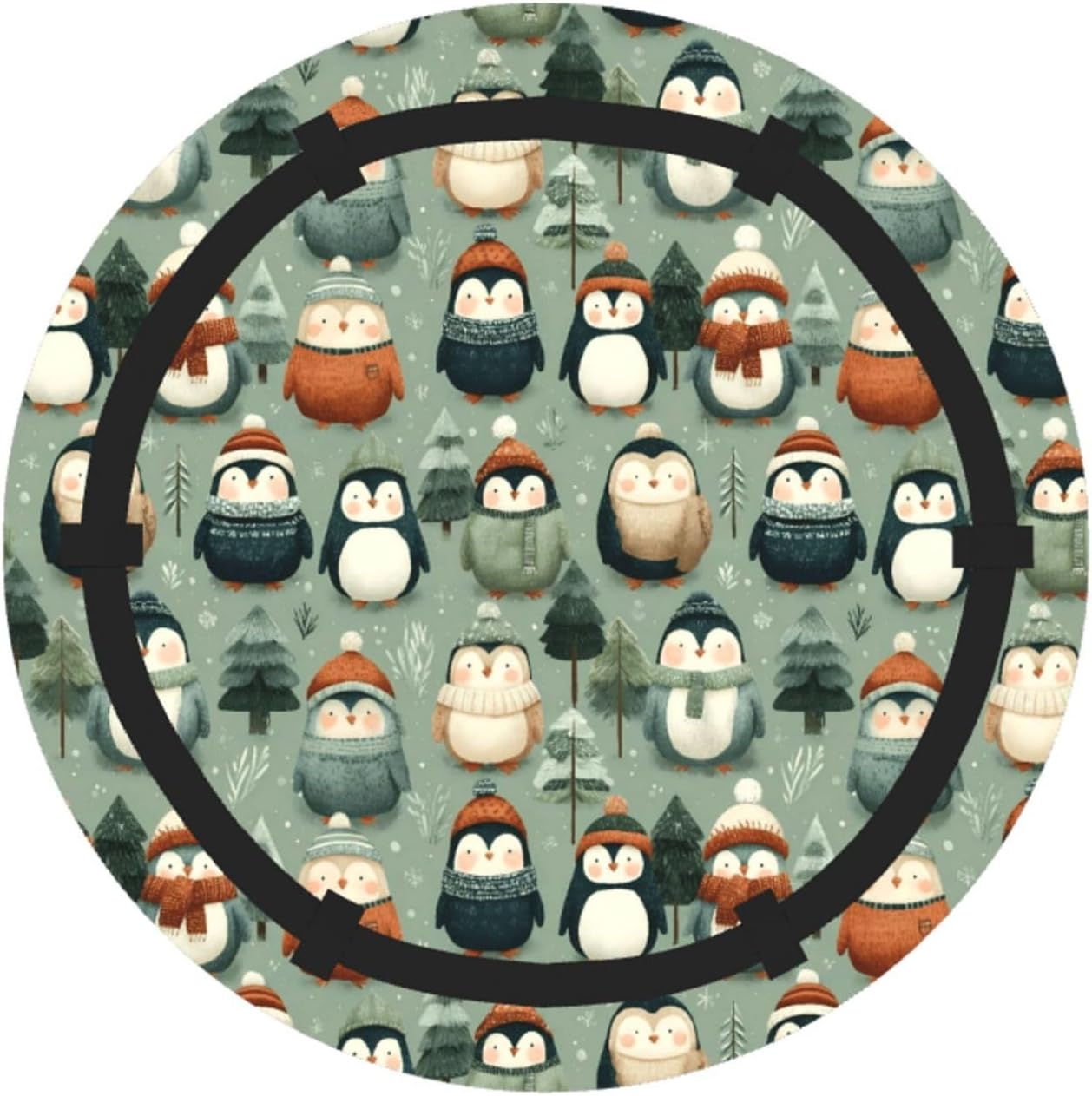Winter Skiing Penguin (2) Pattern Foldable Camping Tote Bag Picnic Blanket Bag Portable Beach Mat Tote Waterproof Outdoor Picnic Mat Carry Bag
