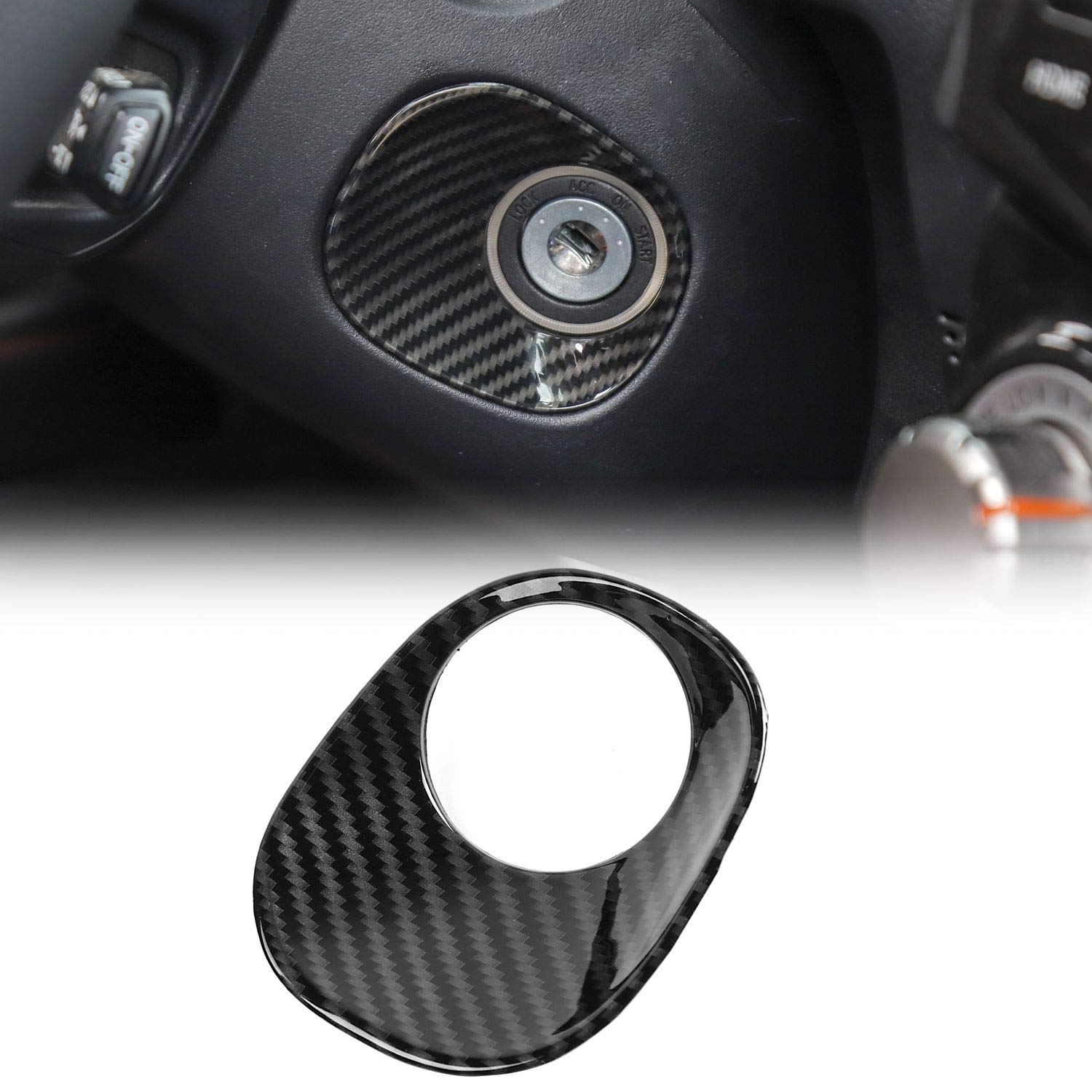 Voodonala for 4runner Ignition Switch Lock Trim fit Toyota 4runner SUV 2010-2020 Carbon Fiber Grain
