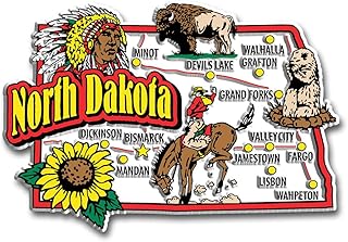 North Dakota Jumbo State Magnet by Classic Magnets, 4" x 2.7", Collectible 3D Rubber Vintage-Style Souvenirs and Gifts Made in The USA