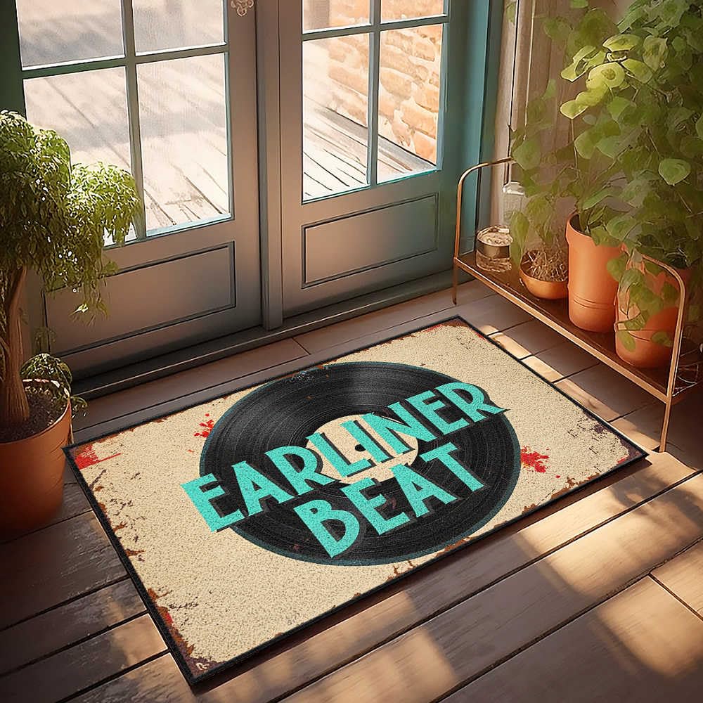 Tapis de douche antidérapant vintage Earliner Beat en vinyle pour salle de bain