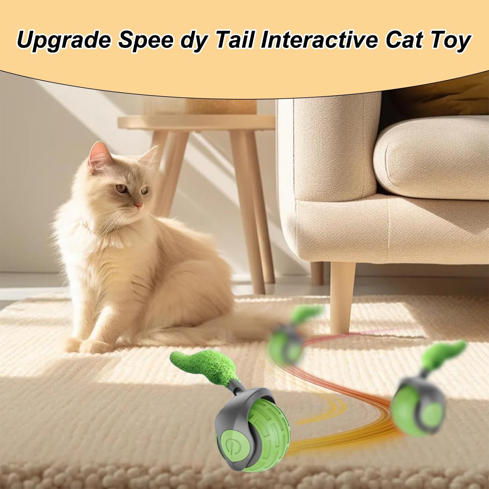 Juguetes para Gatos， Juguete automático de Bola rodante for Gatos con Ajuste 2 velocidades, Suministros estimulación for Gatitos y Mascotas(Green)