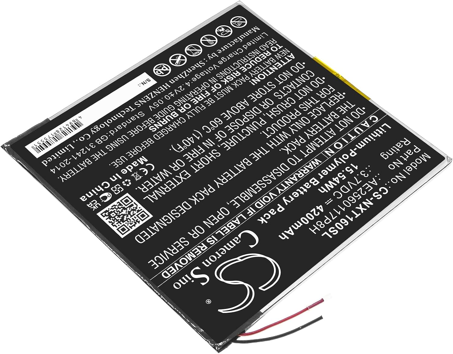 Cameron Sino Battery for Nextbook Ares 10A, NX16A10132SPS PN:Nextbook Ares 10A, NX16A10132SPS 4200mAh / 15.54Wh