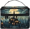 Makeup Bag for Women Travel Cosmetic Bag Large Makeup Case Portable Toiletry Skincare Organizer Bag, Halloween Castle, One Size