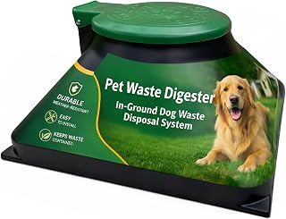 Doggie Dooley Pet Waste Digester, Pyramid Style - In-Ground Dog Waste Disposal System for 2 Large or 4 Small Dogs - Digester Starter - Made in USA, Black with Green Foot-Operated Lid