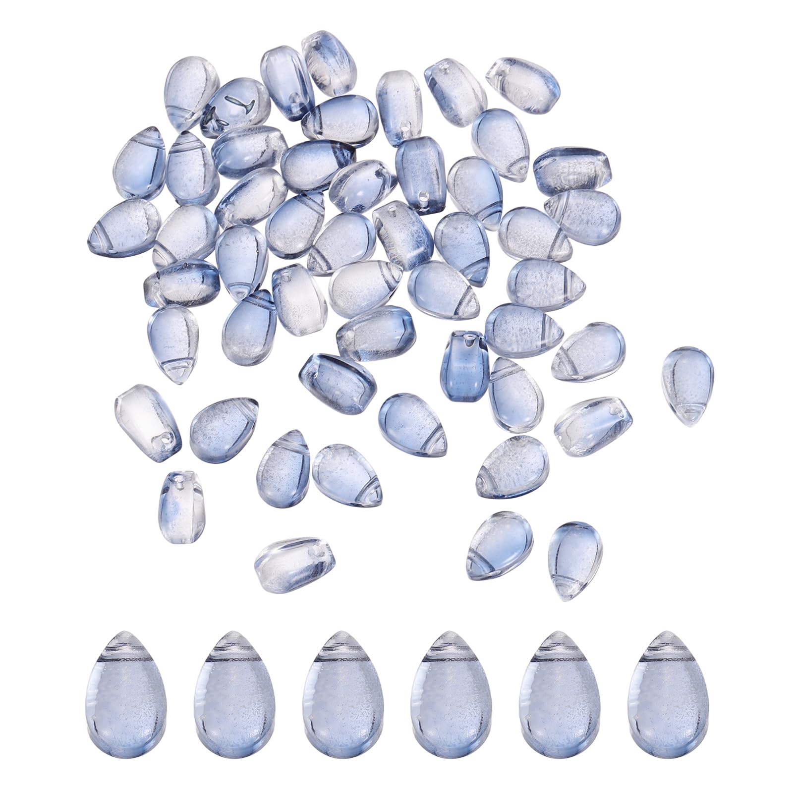 sourcing map 60 Pcs Teardrop Crystal Glass Beads, 6x9mm Teardrop Glass Charm Pendants Water Drop Beads Top Drilled for Jewelry Making DIY Craft Bracelets Necklace, Dark Blue Silver