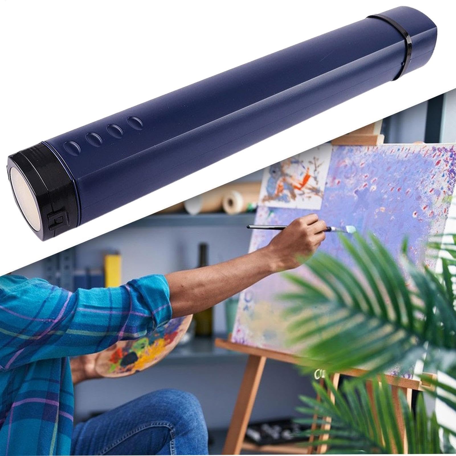 per canna da pesca, tubo per poster da 61 cm, supporto per paletta blu con | porta poster estensibile, tubo di stoccaggio, tubo portatile per , documenti, grandi stampe