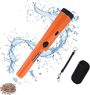 Tragbar Metalldetektor,Metallsuchgerät,Goldsuchgerät,Metall PinPointer IP68 Wasserdichter mit eingebautem LED Indicator/Alarm Licht/ 360° Scan/Holster für Goldmünze Hunt,Relikte,Schmuck