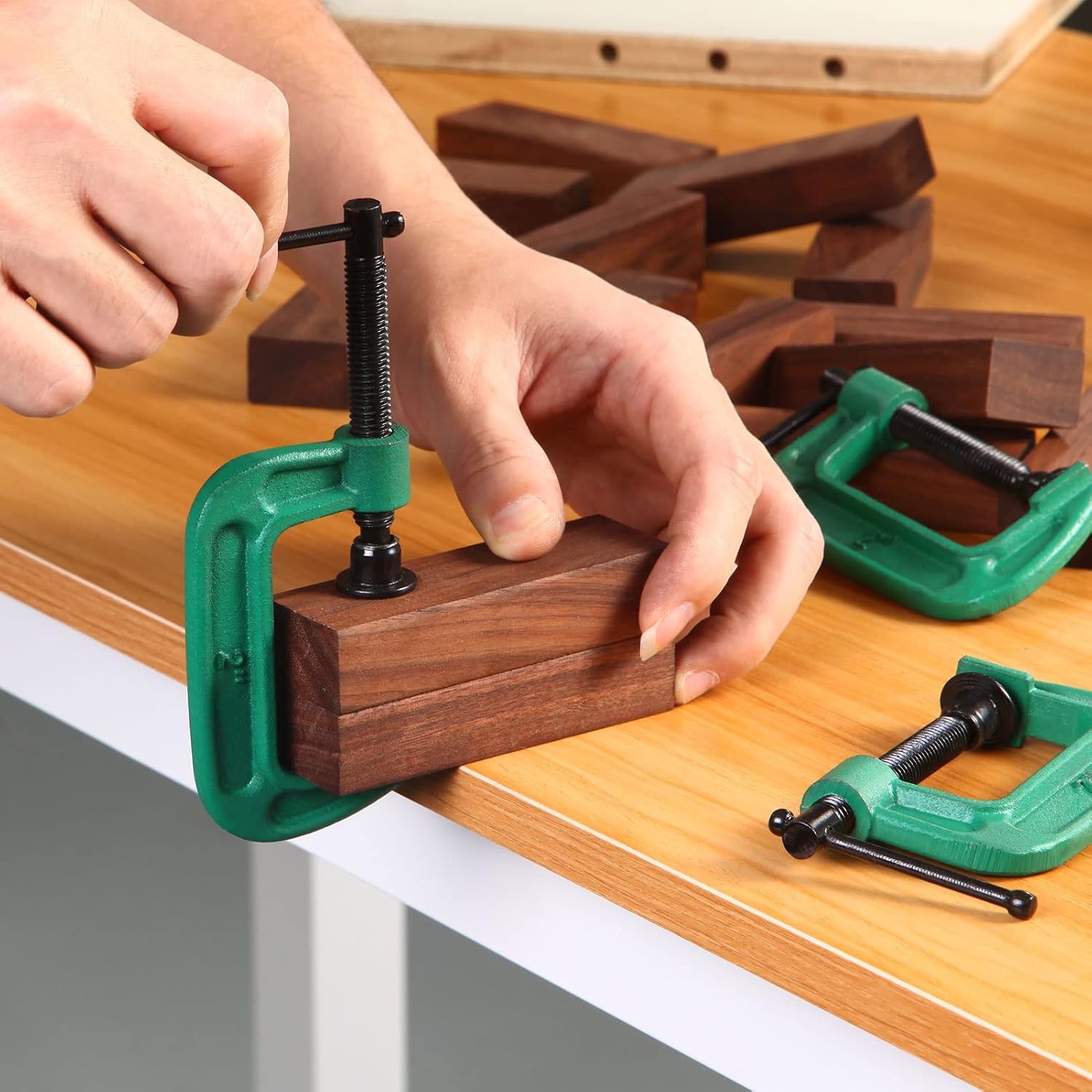 4 Pcs C Clamp Set 2 Inch Heavy Duty G-Clamps Automotive and Wood Working Clamps with Jaw Opening Sliding for DIY Carpentry Woodworking Welding and Building(2 Inch, Green)