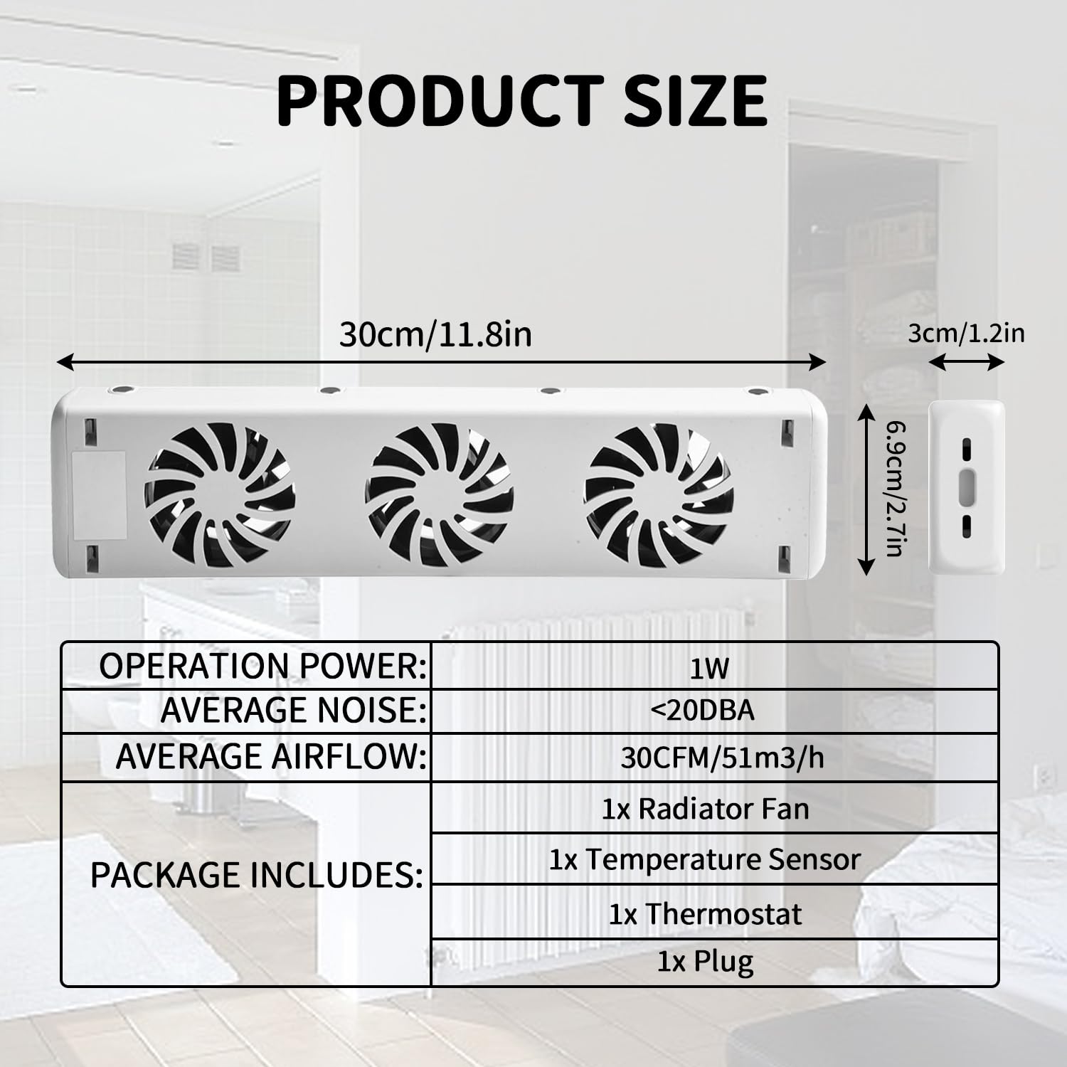 Ventilatore per Radiatore con 3 Ventole Migliorate, Ventilatori per Radiatori Ultra Silenziosi, Ventola del Riscaldatore Intelligente, Risparmio Energetico e Aumenta l'efficienza di (Singolo Set)