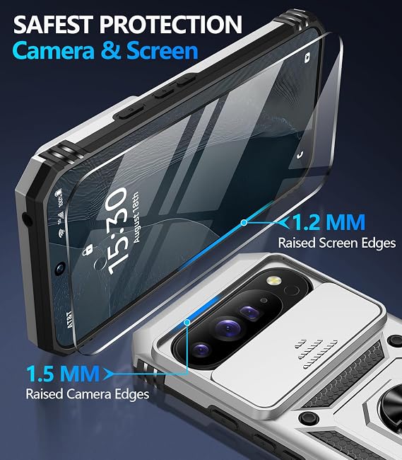 Taisairu Google Pixel 11 Pro XL ケース スクリーンプロテクター付き、シルバー