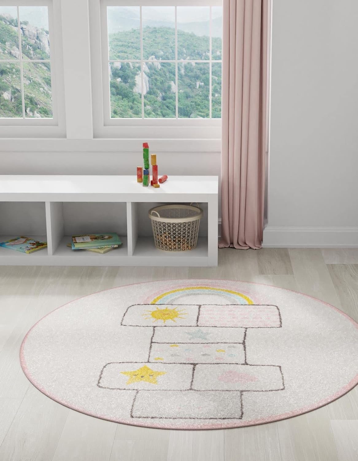 Unique Loom Whimsy Collection Area Rug (Rectangular 5' 3" x 8' 0", Ivory/ Light Blue)
