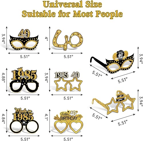 Miniatura 9 de Turypaty 24 gafas de papel para decoración de cumpleaños número 50 de 1974 para hombres y mujeres, lentes de papel de feliz cumpleaños de 50 años,