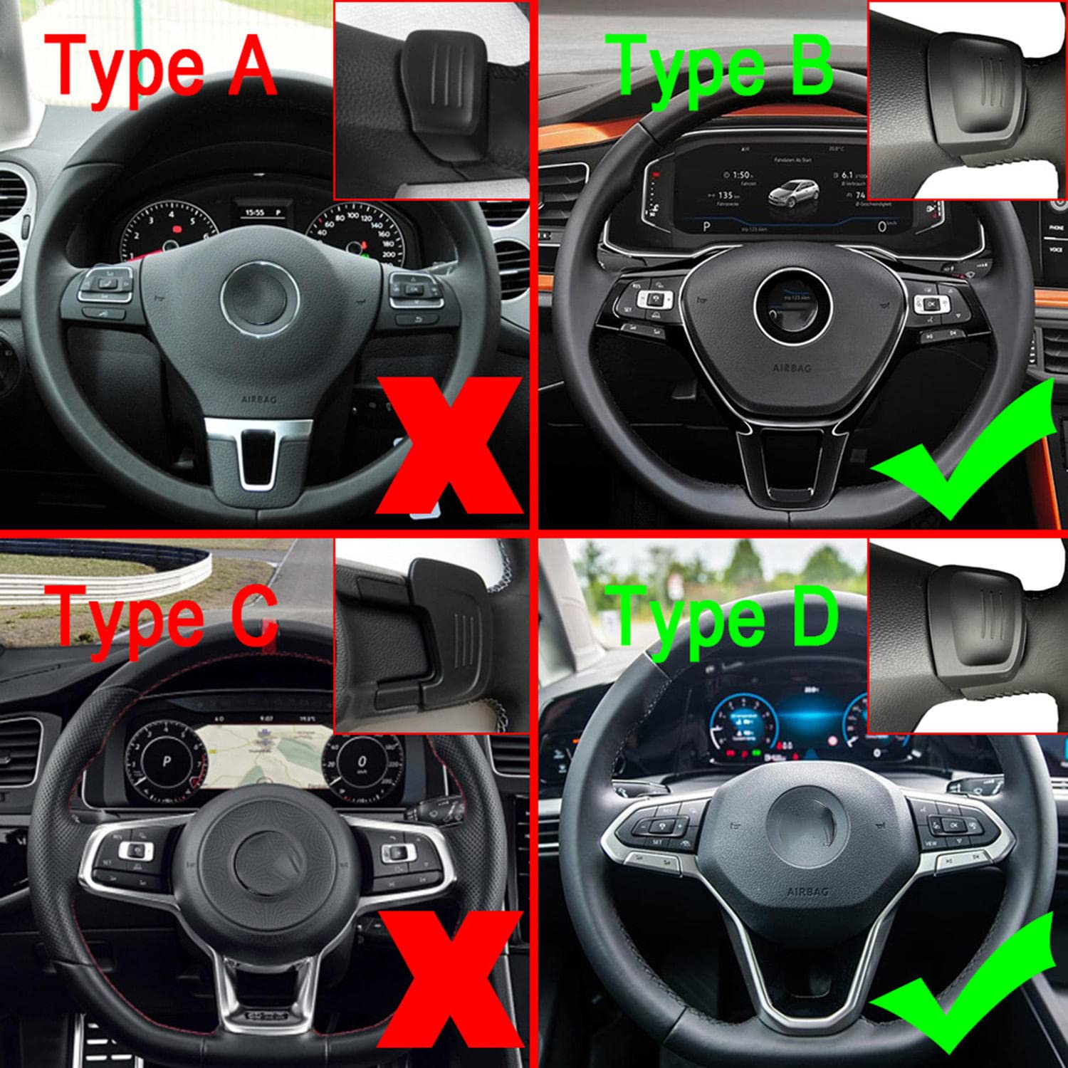 2 pezzi di ricambio per auto, colore nero, rosso, adatto per Volkswagen Golf 7 Alltrack MK7 Passat B8 Variant Tiguan Jetta MK6