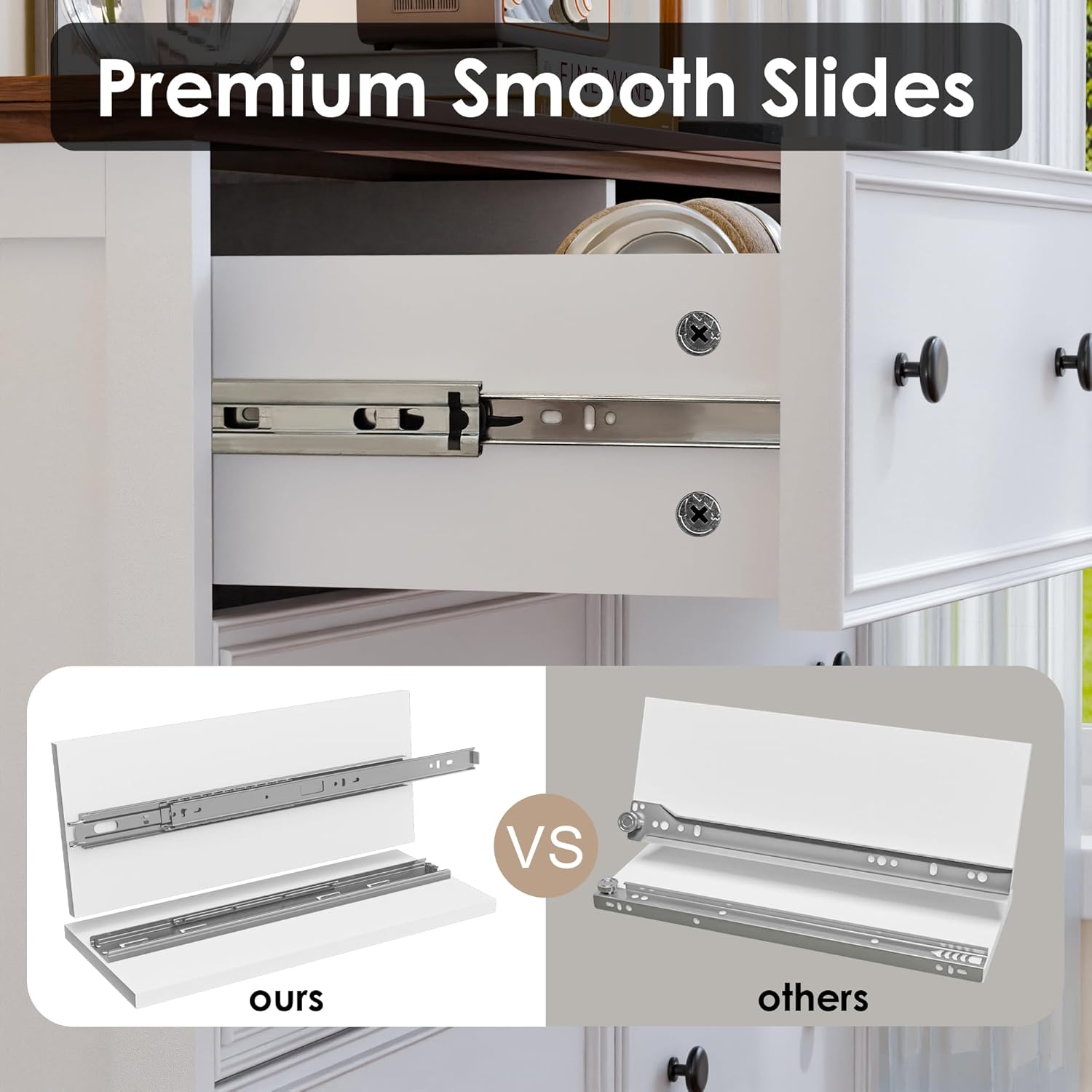 Zamildon's Dresser for Bedroom with Anti-Tip Device, White 5 Drawer Dresser with Handle for Bedroom Hallway Modern Chest of Drawers - Image 4