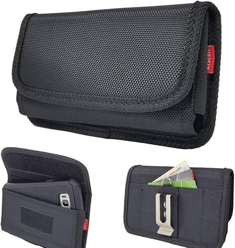 AIScell - Funda para cinturón para Galaxy A10e, S10, S9, S8, A6, S10e, funda lateral de nailon negro tipo cartera, funda de metal con clip para