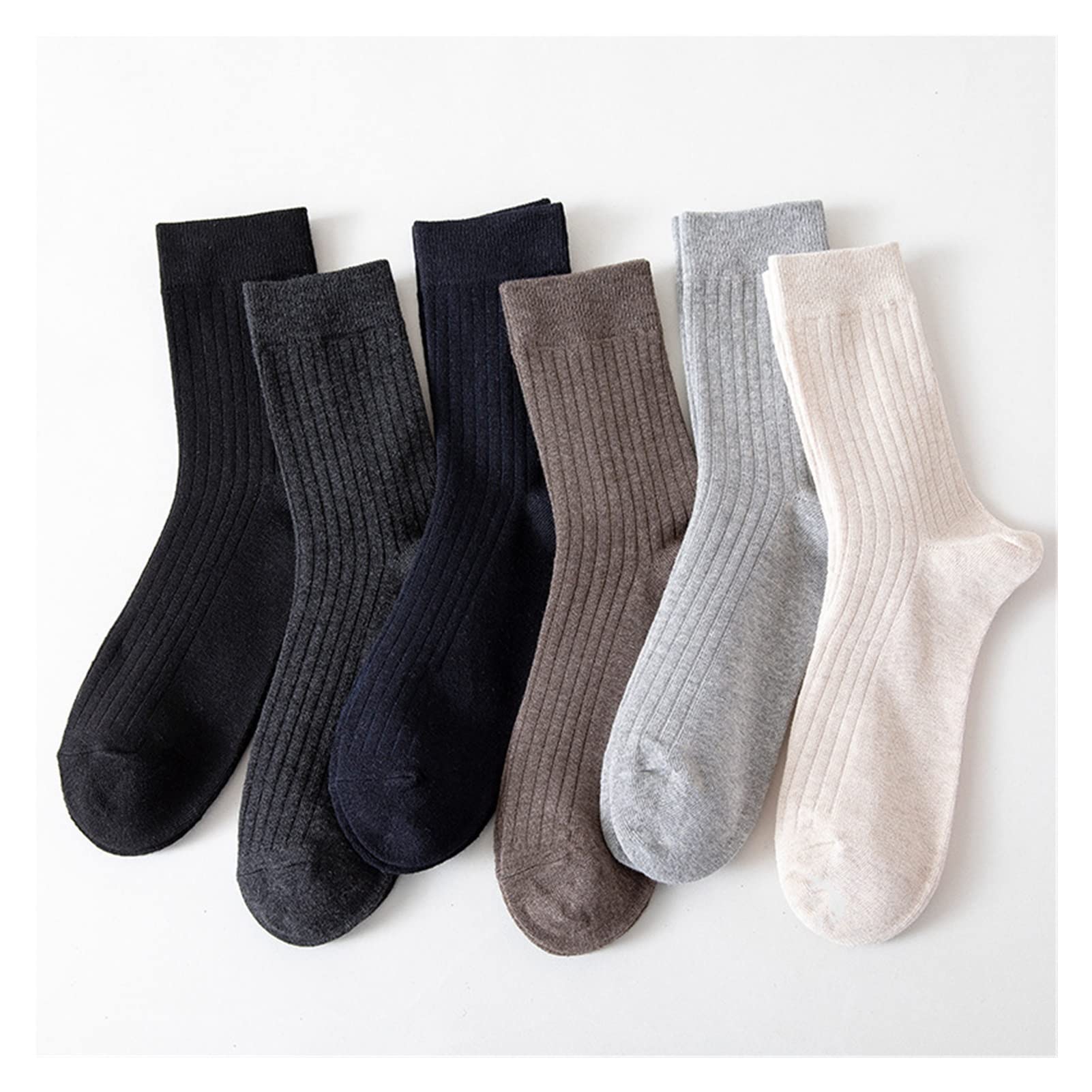 5 par Skarpety męskie Bawełniane Paski Czarny Biznes Ciepłe Zimowe Męskie Skarpetki Miękkie Solidne Skarpety męskie (Color : 9, Size : 38-44)