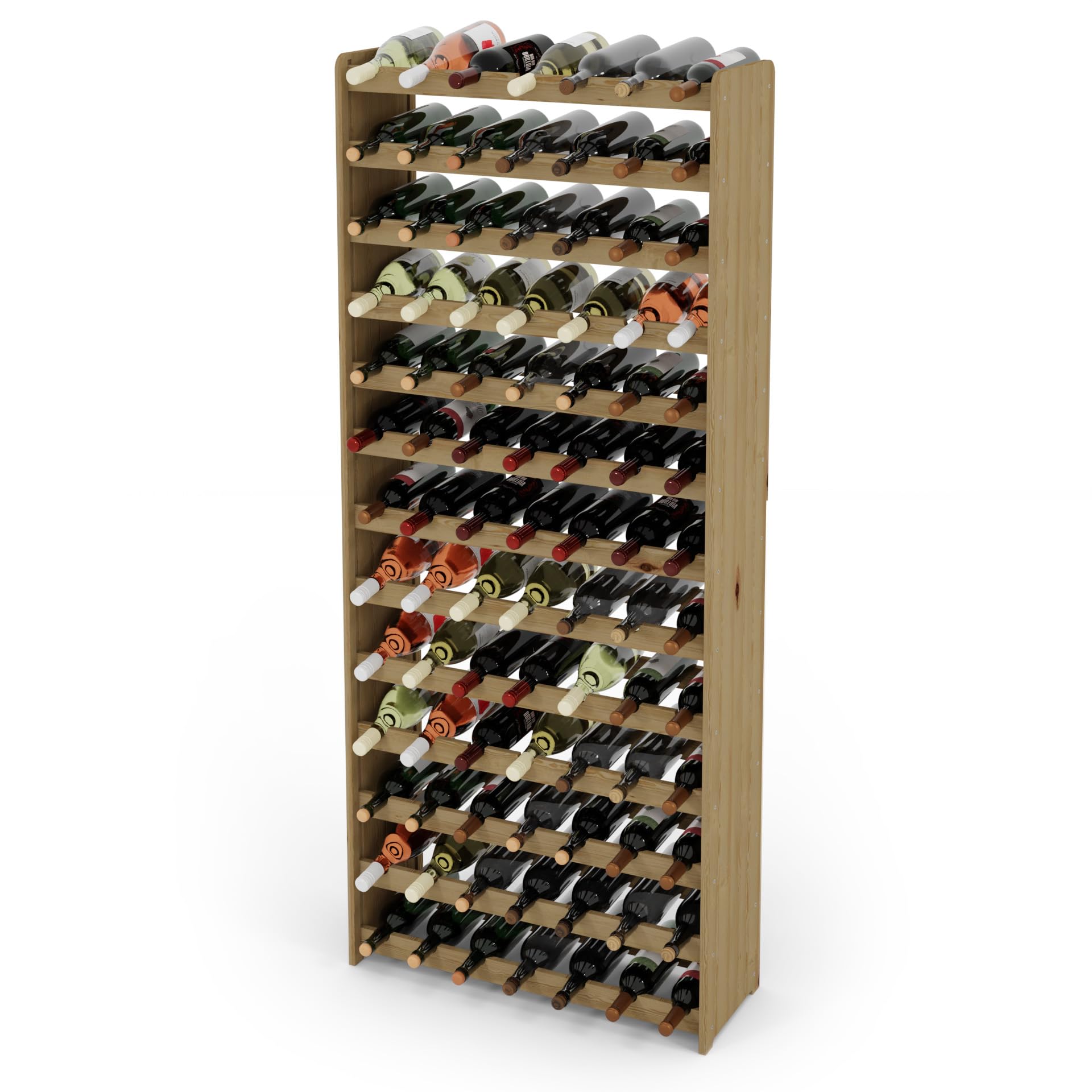Lenmar Serie RW Weinregal aus Holz für Flaschen, Anthrazit, Braun, Natur, RW-3, 13-15 liegen, für 91-135 Flaschen, Wein, Flaschenregal (Natur, RW-3-91, 172 x 72 x 26,5, für 91 Flaschen)